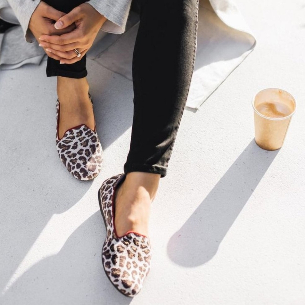 Rothy's Mocha Spot Cheetah Leopard Print Loafers Flats Shoes 6